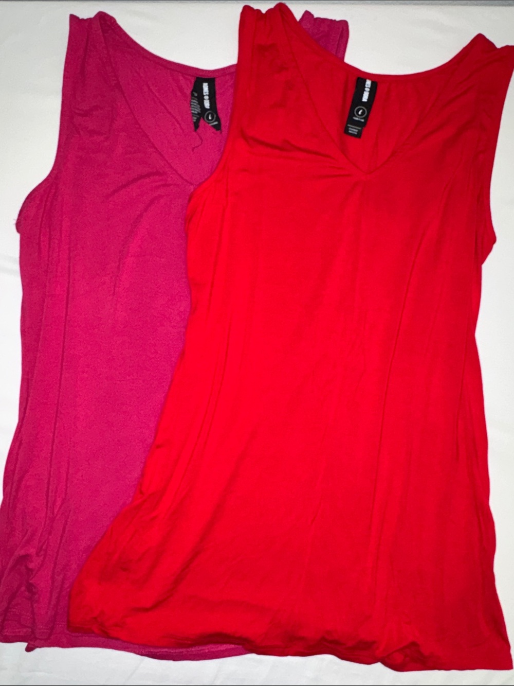 Agnes & Dora V-Neck Tank Top Bundle of 2 in 
Red and Fuchsia